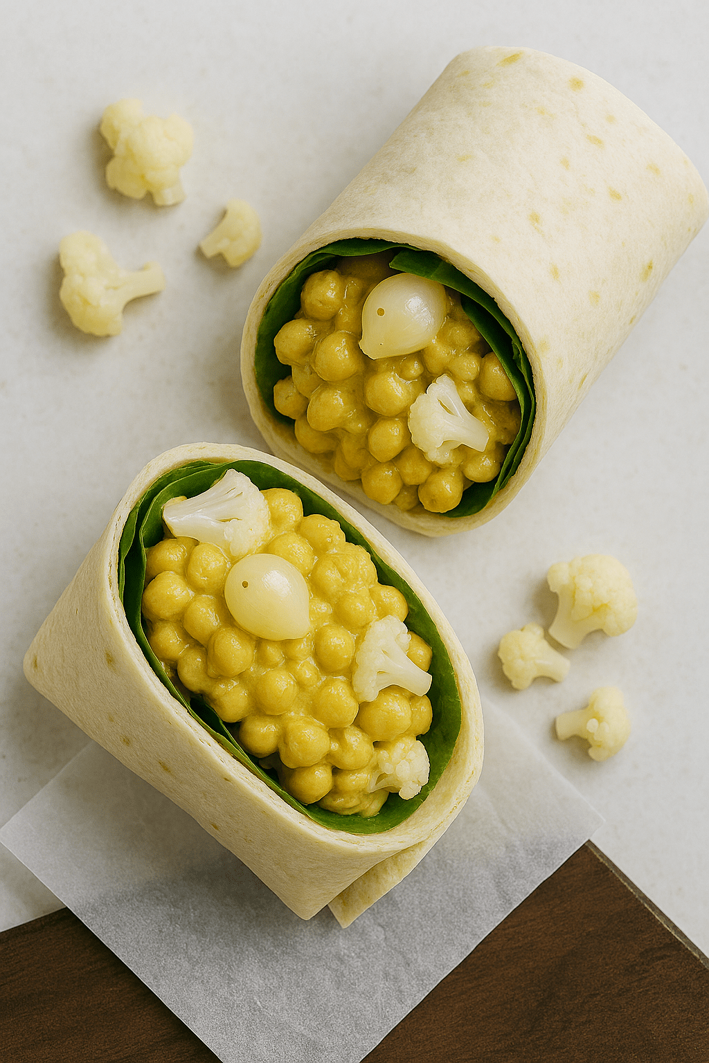Pickled Cauliflower Coronation Chickpea Wrap - 8:22